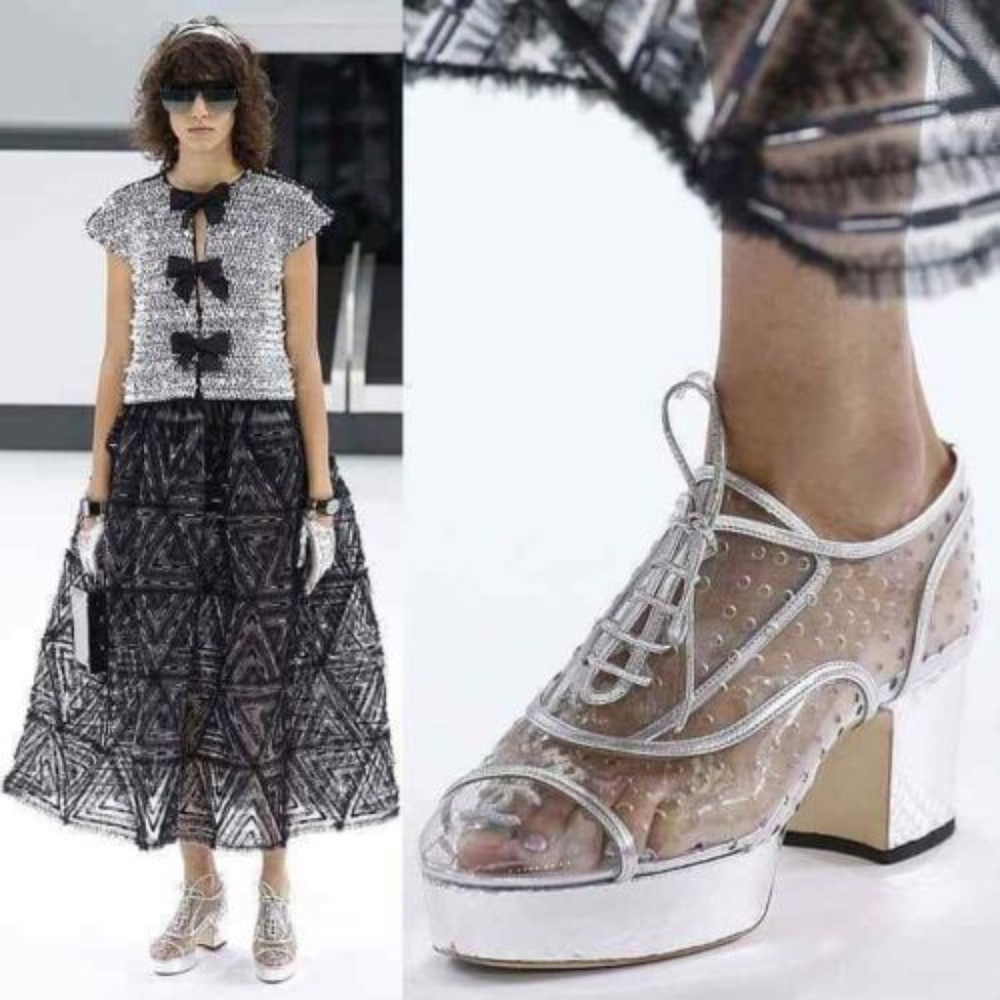 Chanel Transparent PVC Lace Up Platform